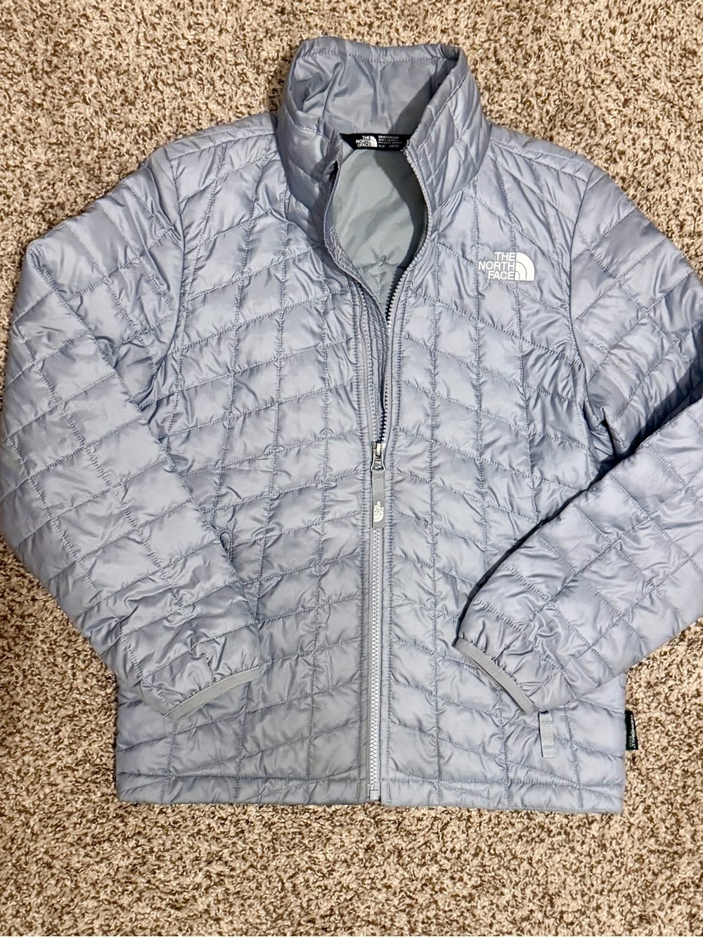 The North Face Kids Light Gray Quilted Puffer Jacket